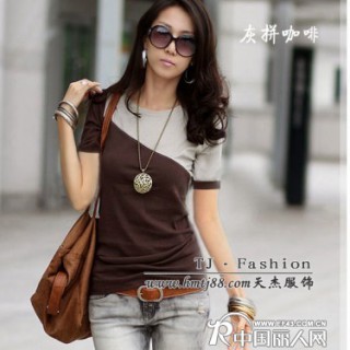 虎门便宜T恤批发韩版时尚T恤圆领短袖T恤批发韩版休身T恤批发