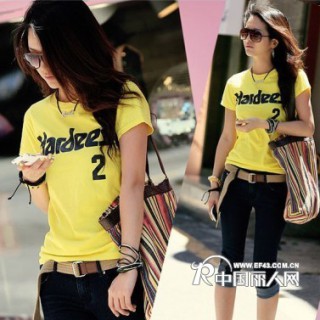 韩版女装时尚批发学生休闲T恤批发东莞T恤批发库存T恤批发大码