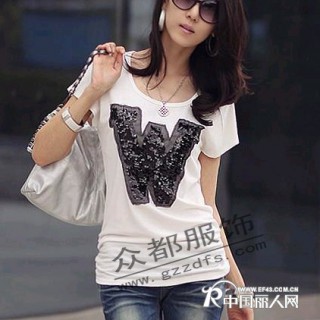 夏装圆领纯棉T恤批发印花T外贸服装批发,t恤批发