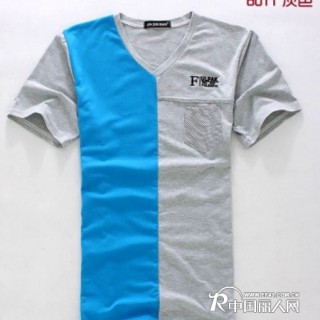 纯色男装V领短袖T恤衫批发库存便宜男装批发虎门库存男式T恤批