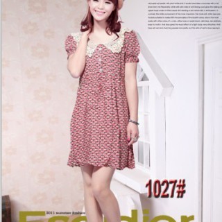 雪纺连衣裙批发浙江杭州时尚潮流女装碎花雪纺连衣裙批发短裙批发