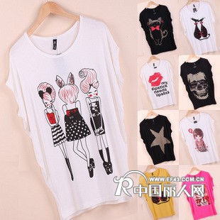 山东大码女装短袖T恤批发休闲蝙蝠袖T恤批发工厂积压便宜T恤批