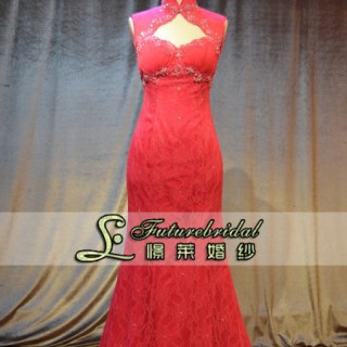 新款新娘修身高档晚礼服 结婚敬酒服 长款亮片抹胸伴娘婚纱礼服