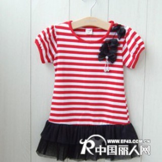 童装批发厂家直销  童装T恤连衣裙批发  便宜童装蕾丝连衣裙