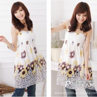 2013夏季雪纺碎花连衣裙 夏季碎花连衣裙子 雪纺短袖连衣裙