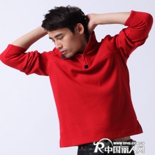 时尚立领高档法国罗纹男士长袖t恤定做