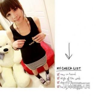 新款韩版女装春装 时尚条纹连身裙 短袖连衣裙短裙批发