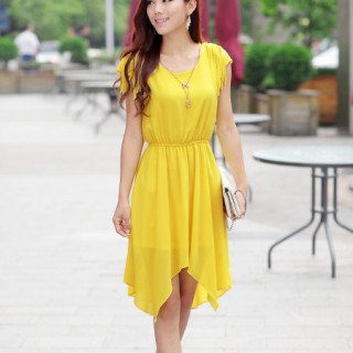 上海七浦路长期供应女装韩版不规则下摆长款连衣裙低价便宜批发