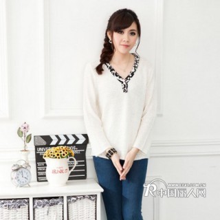 md10098 外贸原单seen正品 丝带九分袖钉珠V领宽松