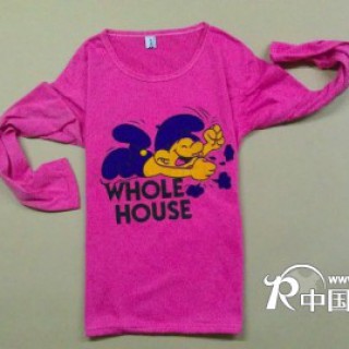 5元秋装批发网大众女装长袖T恤批发几块钱女式印花长袖T恤批发