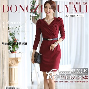 2014春装新款连衣裙 时尚修身OL连衣裙 韩版职业办公裙