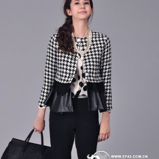 欧尚乐品时尚玩味摩登格子短款薄款外套