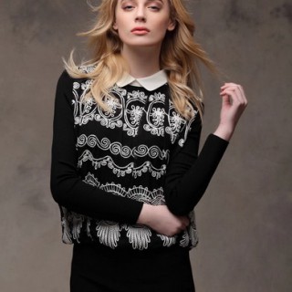 欧尚乐品巴洛克立体钩花时尚连衣裙