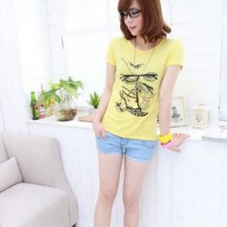 春装新款波浪边牛仔短裤批发韩版精致卡通半身裙批发