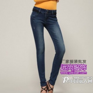 新到外贸女式直腿牛仔裤批发时尚高腰修身牛仔裤批发