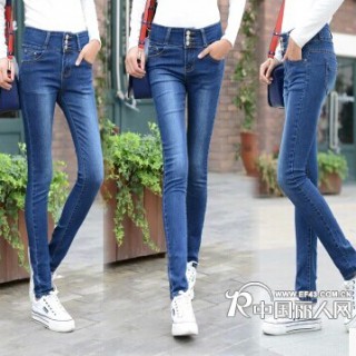 女士冬季加厚保暖衣套装女士牛仔长裤小脚裤