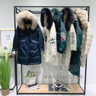 2019新款艾零度羽绒服 品牌折扣女装批发走份白鸭绒库存