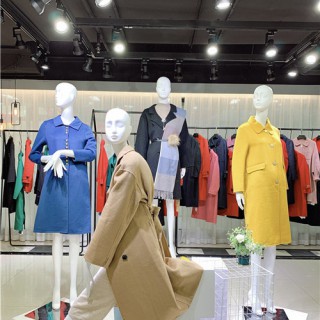 广州华景国际品牌折扣女装千鸟格洋气羊绒大衣 女装店尾货批发