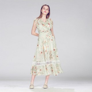碎花连衣裙无袖款长裙宽松修身气质连衣裙轻奢女装加工