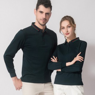 坯衫客，260克撞色领铜氨珠地长袖POLO衫，郑州文化衫定制