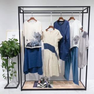 佳菲特满 棉麻亚麻舒适透气夏装森系风格夏女装裙