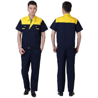 夏季工作服套装短袖男女劳保服定制工作服耐磨车间工作服
