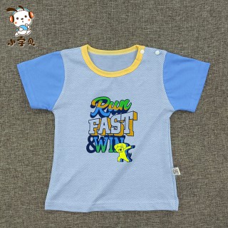 小字贝品牌童装圆领卡扣可爱小熊足球夏季新款