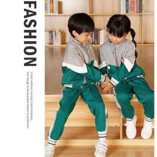 小学生校服春秋装英伦风运动会绿色两件套