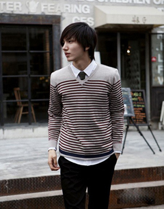 长袖衬衫+针织衫 复古文艺装扮你最IN