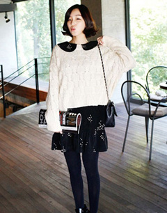 搭配风格：毛衣外套搭配衬衣