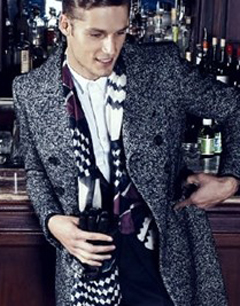 迷人款双排扣秋冬大衣搭配线衣