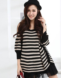 性感露肩装类型- 圆领针织衫