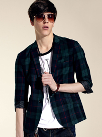 英伦风格男款格子衫搭配
