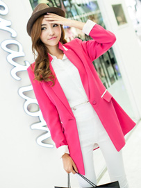 桃红色单品外套搭配