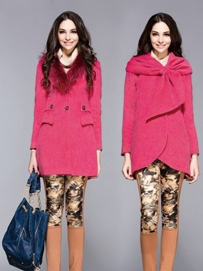 品牌女装桃红色外套搭配