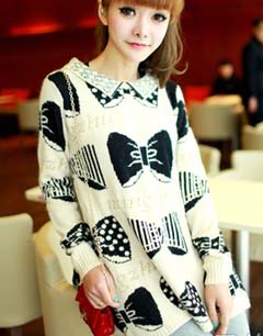 蝴蝶结印花针织裙搭配 尽显女生亲和力