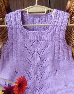 粉嫩紫色背心毛衣编织花样图解