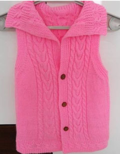 桃粉女孩背心毛衣编织花样图解