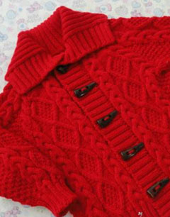 喜庆红色开衫毛衣编织花样图解