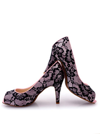 性感蕾丝高跟鱼嘴鞋