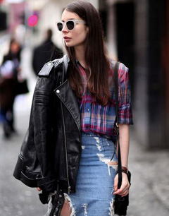 破洞牛仔裙 诠释优雅+随性混搭时尚