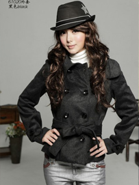 优雅圆领短外套配腰带