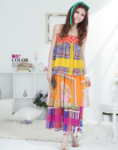 容悦女装 波西米亚印花长裙