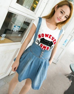 牛仔裙款式之背带牛仔裙(三)