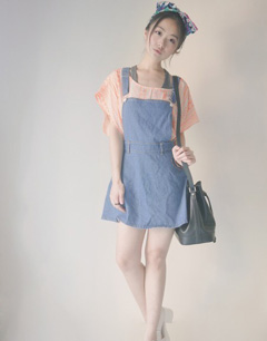 牛仔裙款式之背带牛仔裙(四)