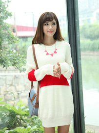 简洁圆领毛衣裙轻松百搭