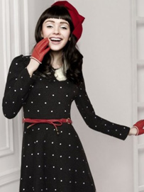 复古波点连衣裙款式