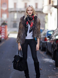 冬季街拍：皮草外套搭配
