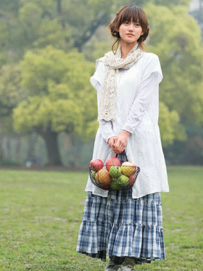 森女搭配：森女系半身裙