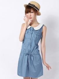 娃娃领牛仔连衣裙装嫩首选